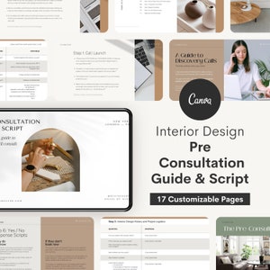 Interior Design Business Discovery Consultation Call Template Canva - Aesthetic Interior Design Template - Online Interior Design - E Design