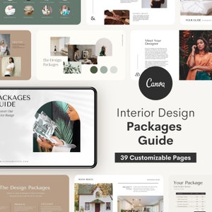 Interior Design Business Packages / Onboarding Guide Template Canva - Aesthetic Interior Design Template - Online Interior Design - E Design