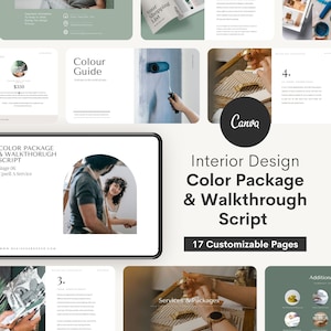 Interior Design Upsell Service! Package Guide Onboarding & Script Template Canva - Aesthetic Interior Design Template - E Design