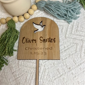 Baptism Cake Topper | 1st Communion Dove Cake Topper | Personalized Baptism Cake Topper | Mi Bautismo Cake Topper