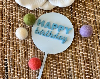 Personalized 3D Acrylic Birthday Cake Topper: Modern Party Decor