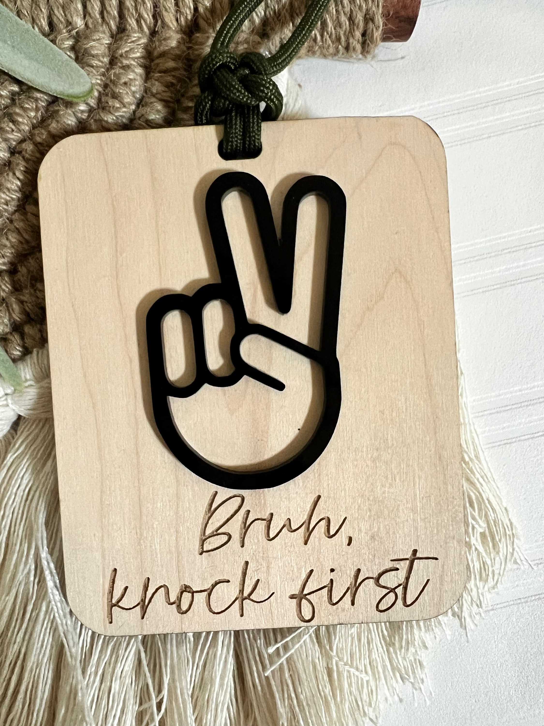 Please Knock First Door Sign, Teen Room Decor, Peace Hand, Do Not ...