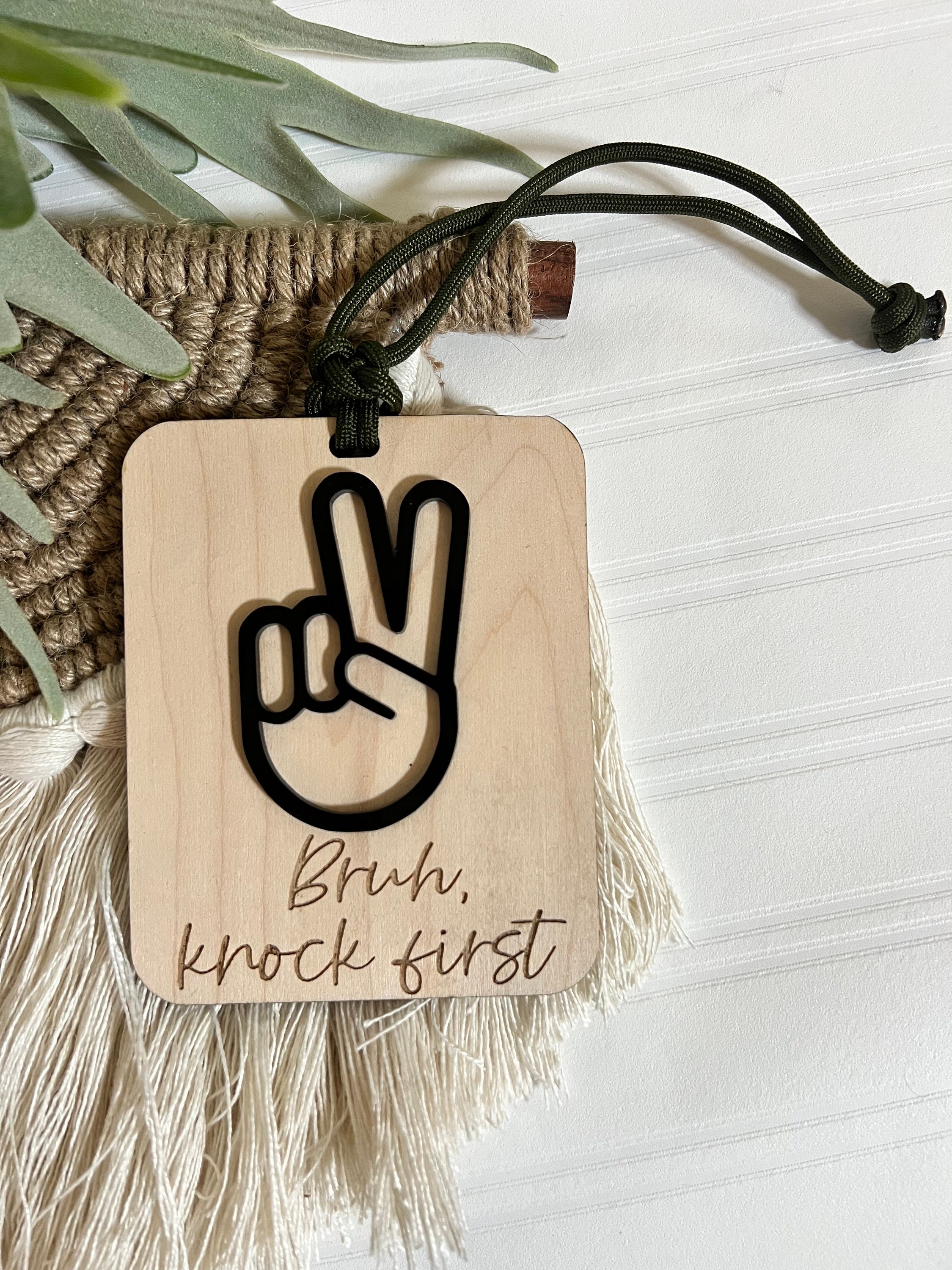 Please Knock First Door Sign, Teen Room Decor, Peace Hand, Do Not ...