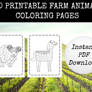 Farm Animal Coloring Book | 20 Pages | Instant Download