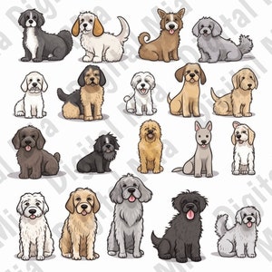 Doodles Vector Images  - Digital - Dogs - 2 Pack