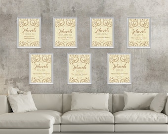 7 names of God,Christian wall art,Christian printables,Bible verse prints,Scripture prints,Jehovah,Bible wall decor,5x7,8x10.PDF,Wall prints