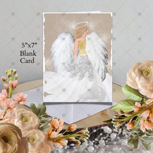 Conjunto de 2 impresiones de ángeles, arte de ángel digital, descarga instantánea, PDF, decoración de pared de ángel, tarjeta de ángel, decoración del hogar cristiano, regalo inspirador, ángel