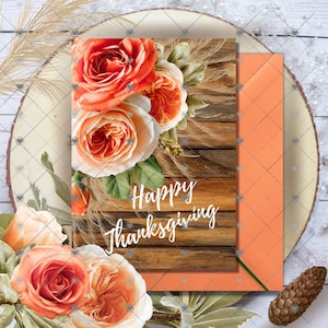 Carte de Thanksgiving, Carte du jour de Thanksgiving, Carte de Joyeux Thanksgiving, Carte de vœux d’automne, Carte de vœux d’automne, Carte de remerciement, Rustique