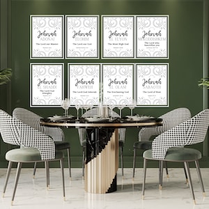 9 names of God, Christian wall art, Christian printables, Bible verse prints, Scripture prints, Jehovah, Bible wall decor, PDF, Wall prints