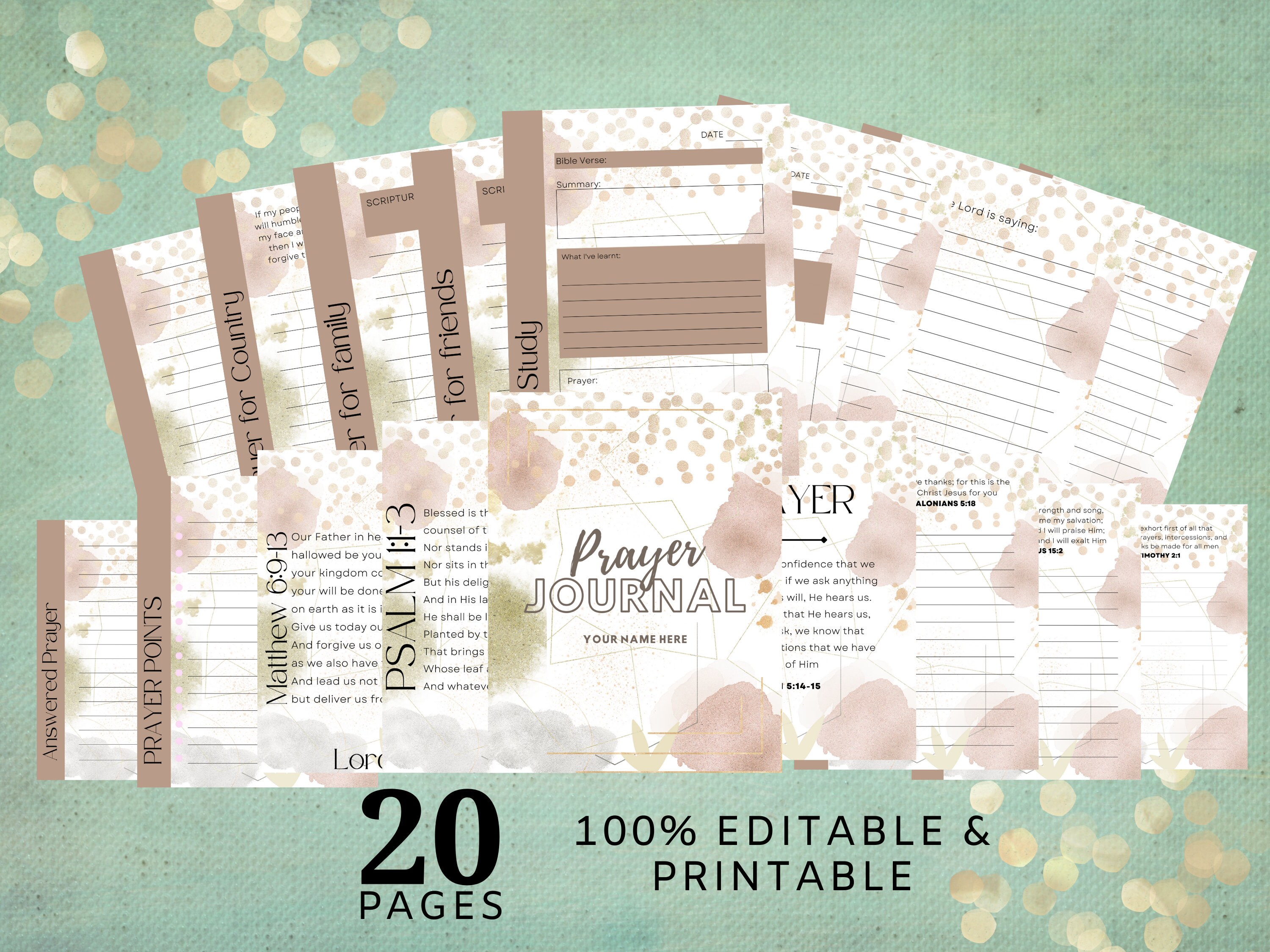 Prayer Journal, Prayer Journal Template, Faith Journal, Christian ...