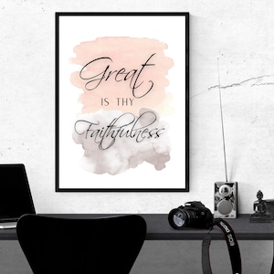 Great is thy faithfulness printable wall art, Bible verse wall print, Scripture decor, Gift, Christian home decor, Digital printable, Faith