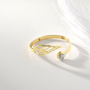 RUNDA Angel Wing Ring in 14K Gold, Minimal Dainty 14K Gold Ring for Women and Girls, Hypoallergenic, Gift for Her, Gift Ideas