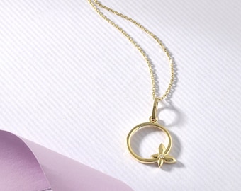RUNDA 14K Gold Butterfly Necklace, Minimal Butterfly Necklace Gold, Diamond Butterfly Necklace, Hypoallergenic Jewelry for Women