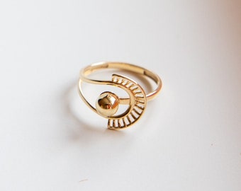 The Sun 14K Gold Ring, Summer Jewelry, 14K Solid Gold Ring, Gold Rings for Women, Dainty Gold Ring, 14K Solid Gold Ring, Minimalist Sun Ring