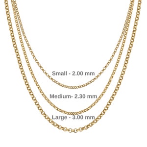 14K Gold Rolo Cable Chain Necklace, Women & Men - UNISEX - Everyday Layered Stackable Yellow, White Rose Gold Cable Link Chain, REAL GOLD