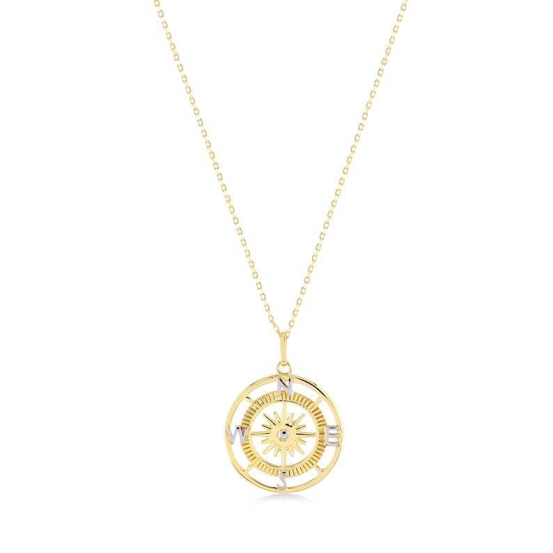 14K Gold Compass Necklace, Travel Necklace, Graduation Gift, Coordinates Necklace, Compass Pendant Necklace, Gold Compass Charm image 4