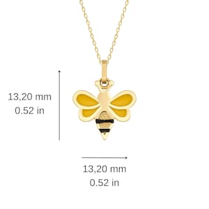 Minimale kleine 14K echte gouden bijenketting, 14K gouden bijenhanger, sierlijke dierenhanger, zomersieraden minimalistisch, cadeau voor haar afbeelding 3