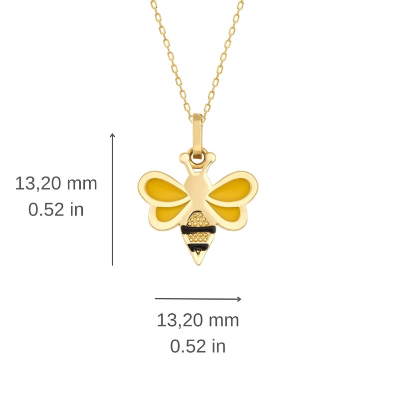 Minimale kleine 14K echte gouden bijenketting, 14K gouden bijenhanger, sierlijke dierenhanger, zomersieraden minimalistisch, cadeau voor haar afbeelding 3