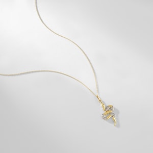 14K Gold Snake Necklace for Women, Serpent Necklace, Snake Pendant Necklace, Minimal Dainty Snake Charm Pendant Necklace image 3