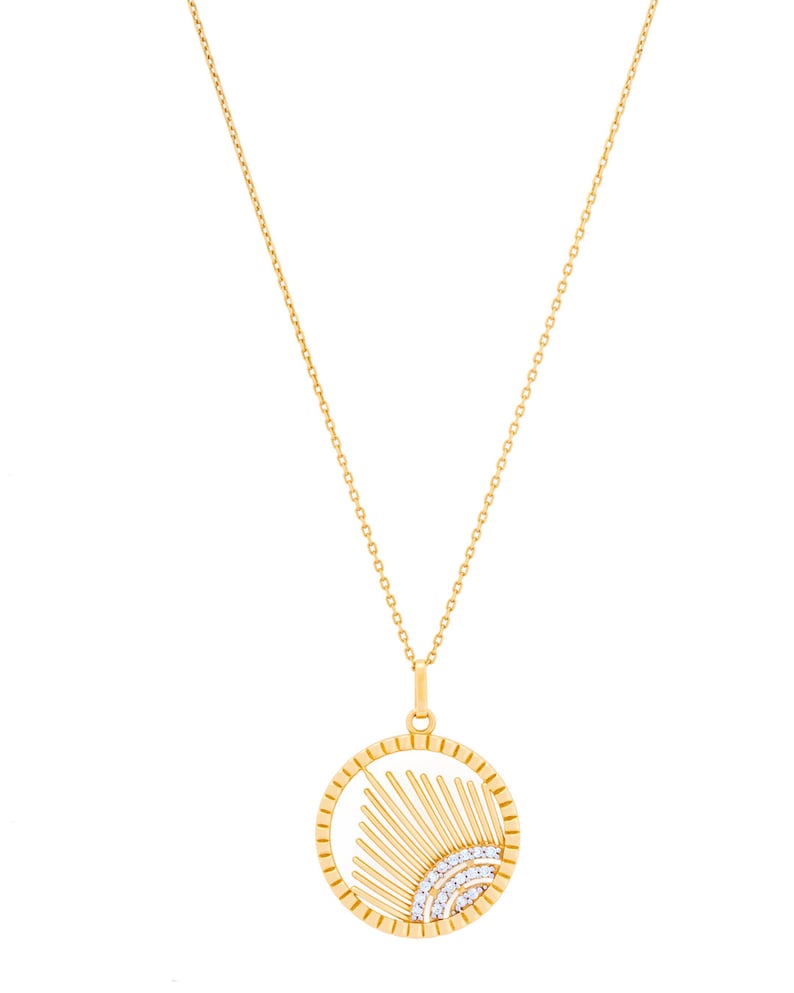 RUNDA 14K Gold Helios Eye Diamond Necklace, Diamond Gemstone Solid Gold Necklace, Sun Necklace, Dainty Gold Necklace, Sun Pendant Necklace image 2