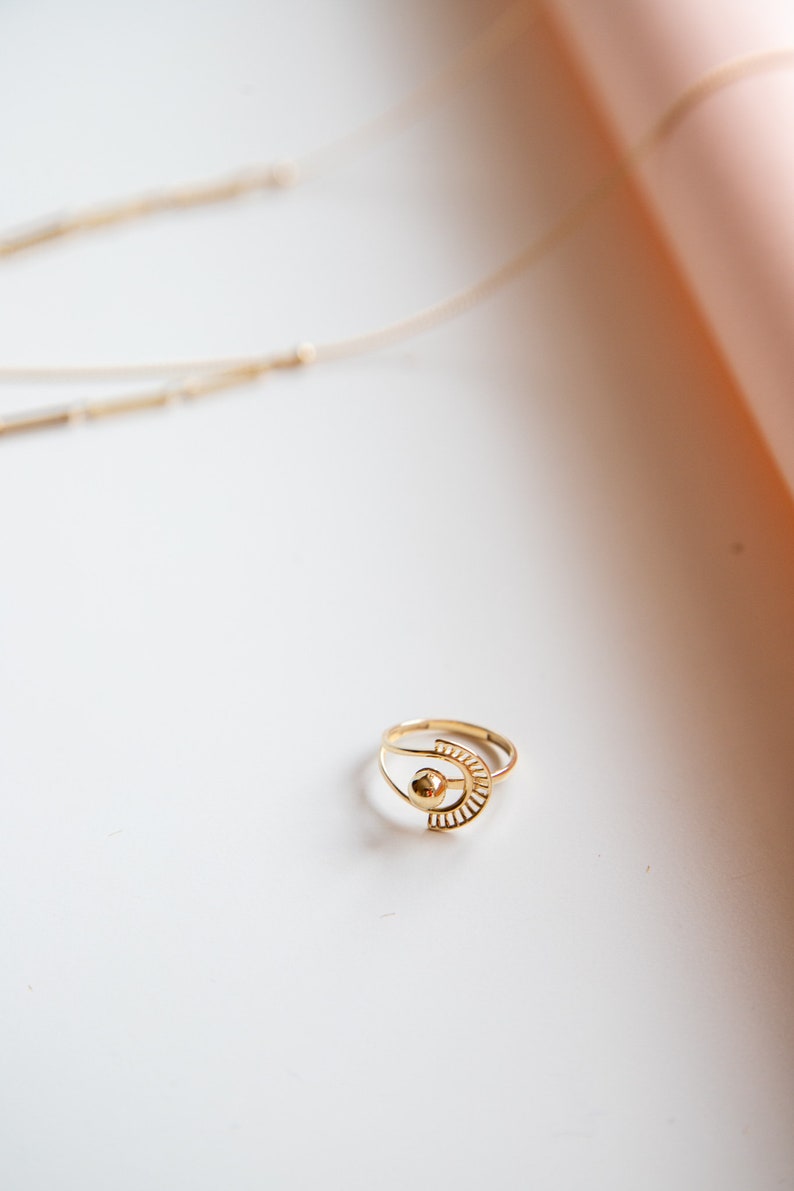 The Core of The Sun 14K Gold Ring, 14K Solid Gold Ring, Gold Rings for Women, Dainty Gold Ring, 14K Solid Gold Ring, Minimalist Sun Ring image 5