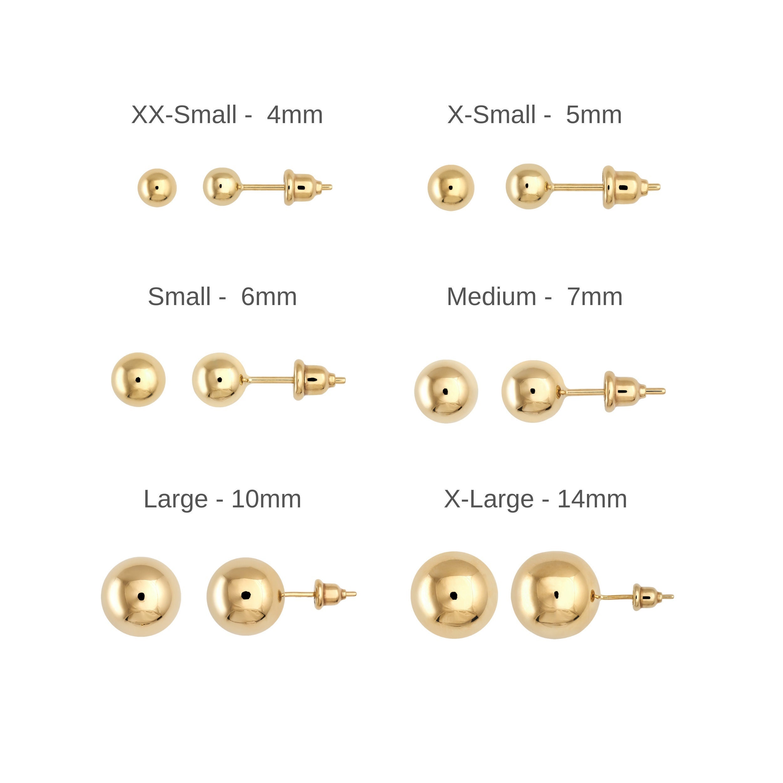 4mm Gold Plated BALL POST Earrings w/Loop