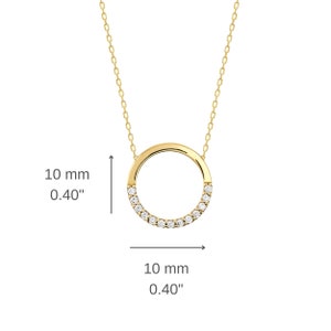 14K Gold Minimal Dainty Circle Necklace, Round Pendant Necklace, Minimalist Simple Charm image 5