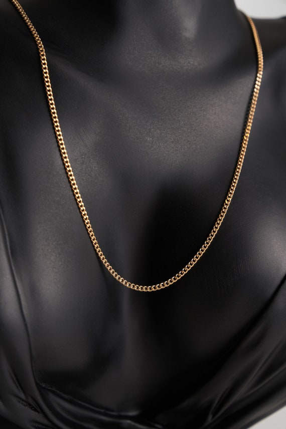 UNISEX 14K Solid Gold Curb Cuban Link Chain 1.9MM Man and Woman Italian Gold Chain Gourmette Chain Necklace 14 30 Ladies Gold Chain Etsy