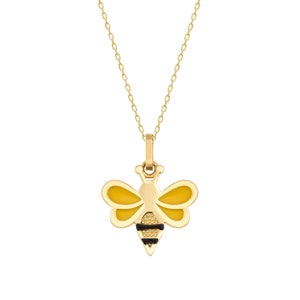 Minimale kleine 14K echte gouden bijenketting, 14K gouden bijenhanger, sierlijke dierenhanger, zomersieraden minimalistisch, cadeau voor haar afbeelding 4
