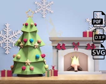 Papercraft Pine Tree Christmas, Papercraft Pine Tree Model, Pine Tree PDF-Vorlage, 3D Pine Skulptur, Low-Poly-Muster Pine Tree Christmas