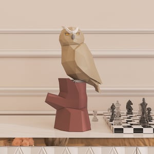 Gufo di carta, modello di gufo di carta, modello PDF di gufo, scultura di gufo 3D, modello low poly di gufo, SVG