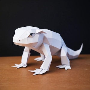 Iguana Papercraft, Paper Craft Iguana  Model, Iguana  PDF template, Low poly pattern Iguana, SVG