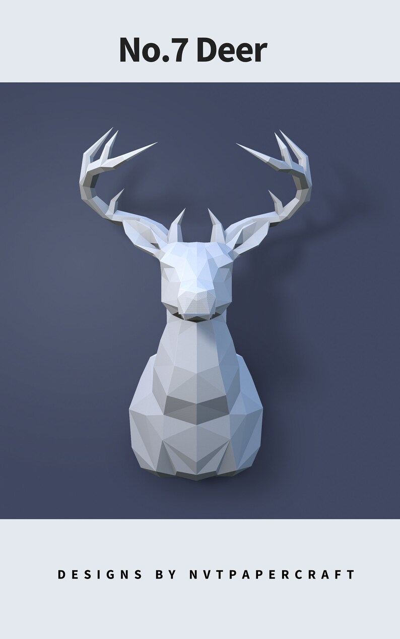 Papercraft Deer Paper Craft Deer Model Deer PDF Template 3D Etsy