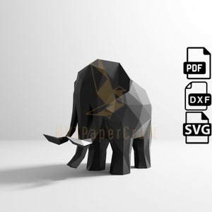 Papiermodell Mammuthus, Papiermodell Mammuthus Modell, Mammuthus PDF Vorlage, 3D Mammuthus Skulptur, Low-Poly-Muster Mammuthus, SVG