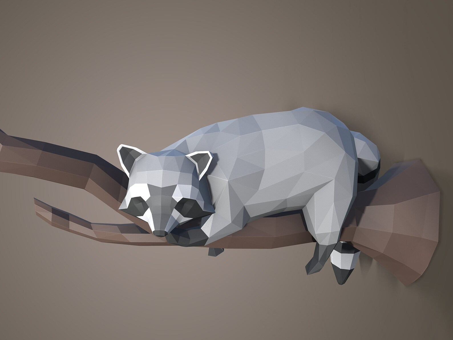 Kit Papercraft 3D Raccoon On The Moon - Model Papier à Assembler, Décoration