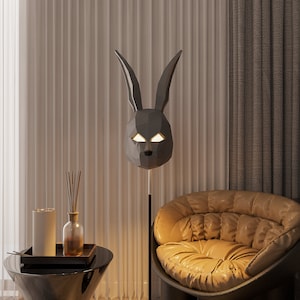 Modèle de masque de lapin, Masque en papier, Masque papercraft, Masques de lapin, Masque 3D de lapin, Masque Low Poly, Masque 3D en papier, Modèle de masque de lapin en papier