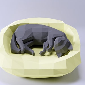 Papercraft Sleep Cat, Paper Craft Sleep Cat Model, Sleep Cat PDF template, 3D Sleep Cat sculpture, Low poly pattern Sleep Cat, SVG
