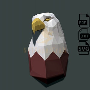 Papercraft Eagle, Paper Craft Eagle Model, Eagle PDF szablon, 3D Eagle rzeźba, Low poly wzór Eagle, SVG
