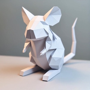 Mouse Papercraft, Paper Craft Mouse Model, Mouse PDF template, 3D Mouse sculpture, Low poly pattern Mouse, SVG