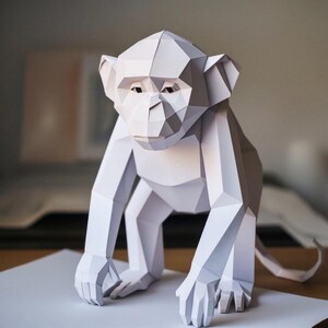 Monkey Papercraft, Paper Craft Monkey Model, Monkey PDF Template, 3D ...