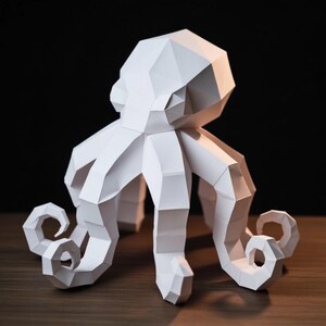 Octopus Papercraft, Paper Craft Octopus Model, Octopus PDF template, 3D Octopus sculpture, Low poly pattern Octopus, SVG