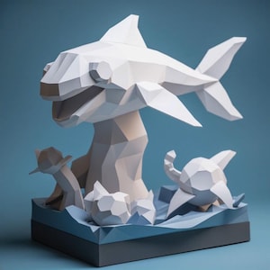 Sea Papercraft, Paper Craft Sea Model, Sea PDF template, 3D Sea sculpture, Low poly pattern Sea, SVG
