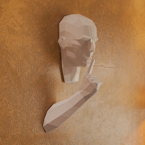 Silence is golden, Papiermodell Silence is golden Modell, golden PDF Vorlage, 3D Skulptur, Stille, Low Poly Muster, SVG