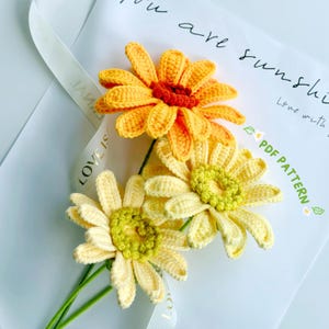 Crochet Gerbera Flower Pattern, Crochet Bouquet Pattern, Crochet Flower Design, Wedding Floral Pattern