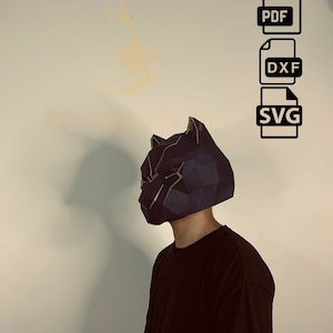 Panther Maskenvorlage, Papiermaske, Papercraft Maske, Panther Masken, Panther 3D Maske, Low Poly Maske, 3D Papiermaske, Panther Papiermaske