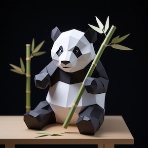 Panda Papercraft, Paper Craft Panda Model, Panda PDF template, 3D Panda sculpture, Low poly pattern Panda, SVG