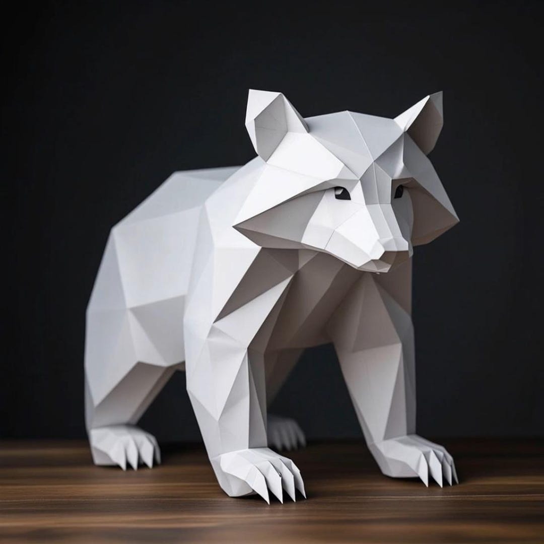Cardboard Racoon Raccoon Papercraft, Paper Craft Raccoon Model, Raccoon PDF Template, 3D ...