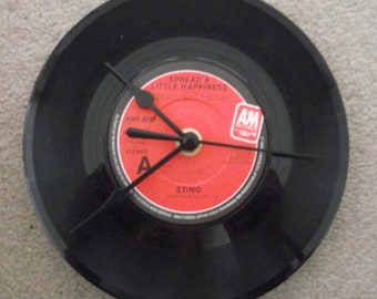 Sting "Verbreite ein kleines Glück" 7" Wanduhr .....upcycled Vinyl