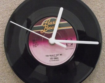 NEW STOCK  The Kinks "You really got me"   7" wall clock upcycled vinyl