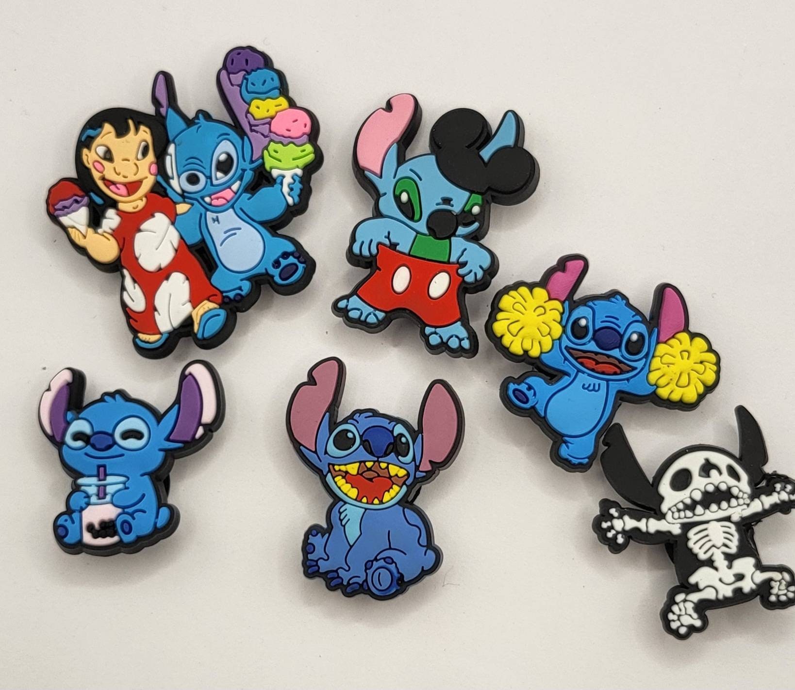 SUU 14pcs Anime Stitch Charms for Jewelry Making, Enamel Cartoon Stitch Pendant Charm for Bracelets and Necklaces or Earrings Crafting, Assorted Charm